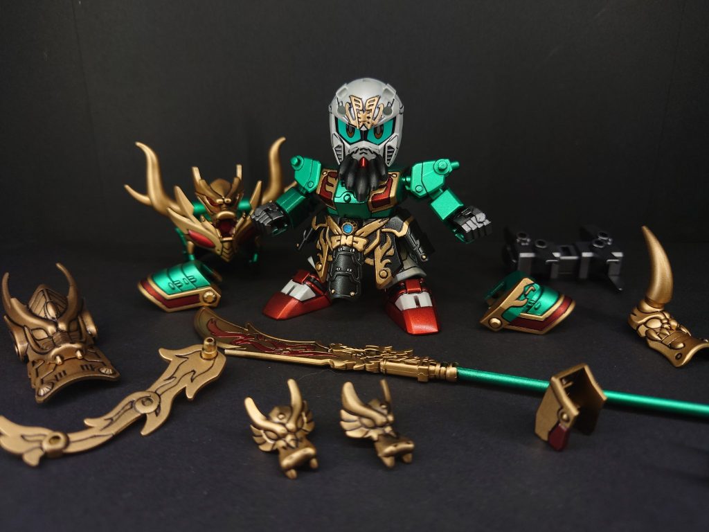 軽装形態と以下カラーレシピホワイト…タミヤパールホワイトグリーン…GMガンダムメタグリーンゴールド…Mr.スーパーリッチゴールドレッド…ガイアノーツプレミアムメタリック深紅ブラック…タミヤメタリックブラックガンメタ…タミヤライトガンメタリック白部分下地…ガイアノーツサーフェイサーエヴォシルバーその他下地…クレオスフィニッシュサーフェイサー1500ブラックトップコート…水性プレミアムトップコート光沢最終仕上げ…水性プレミアムトップコートUVカットスーパースムースクリアつや消し以上でスプレー、エアブラシ、筆塗り全塗装しております。
