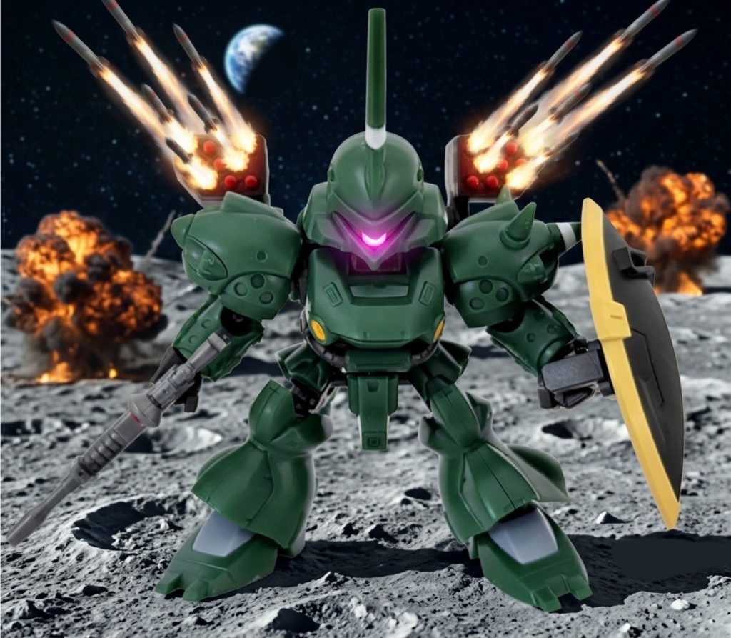 ミサイルポッドは背中にも装備可能。これらは無改造で装備できた(zaku-kao5)