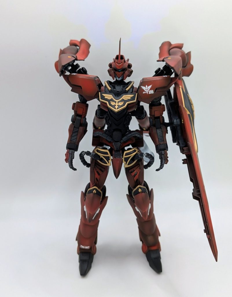 基本形態。上手くまとめられました。動力パイプが良いアクセントになってますね。&nbsp;私の大好きな肩スラスターも健在です！！
