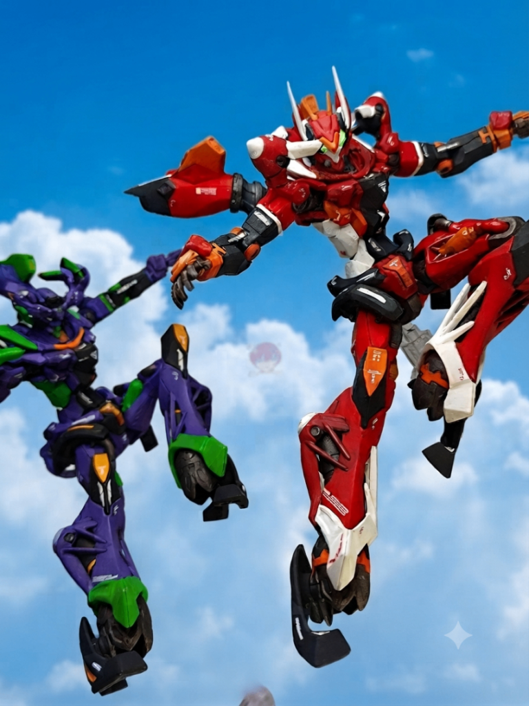 名シーン、シンクロキック！…え、作品が違う？ちなみにデジラマメーカーではガンダムじゃない判定を喰らってしまったので今回はGeminiさんにお願いしました！