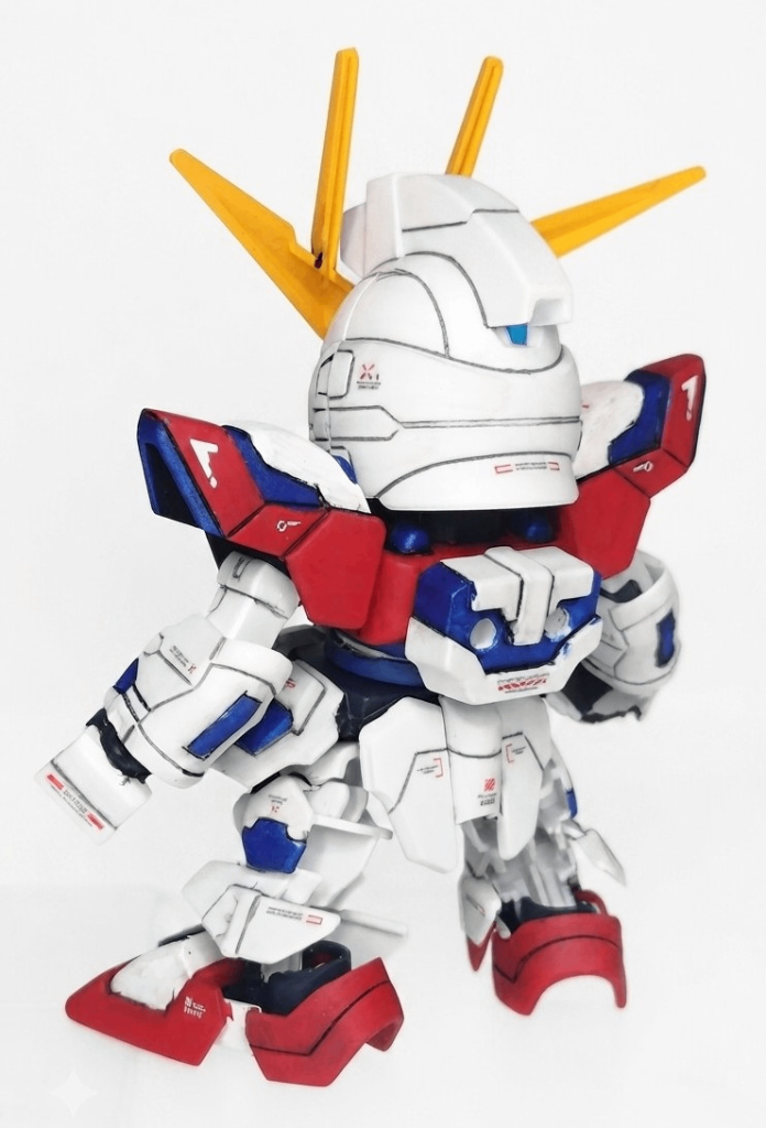 白…クールホワイト赤…モンザレッド青1…メタリックブルー青2…エアリアル改修型ブルー黄…オレンジイエロー灰…ファントムグレー肩アーマーが寂しく感じてしまったのでついついカンケーないデカールを貼ってしまいました（笑）ホルダーマークだしセカイくんぼいかな、と思います。