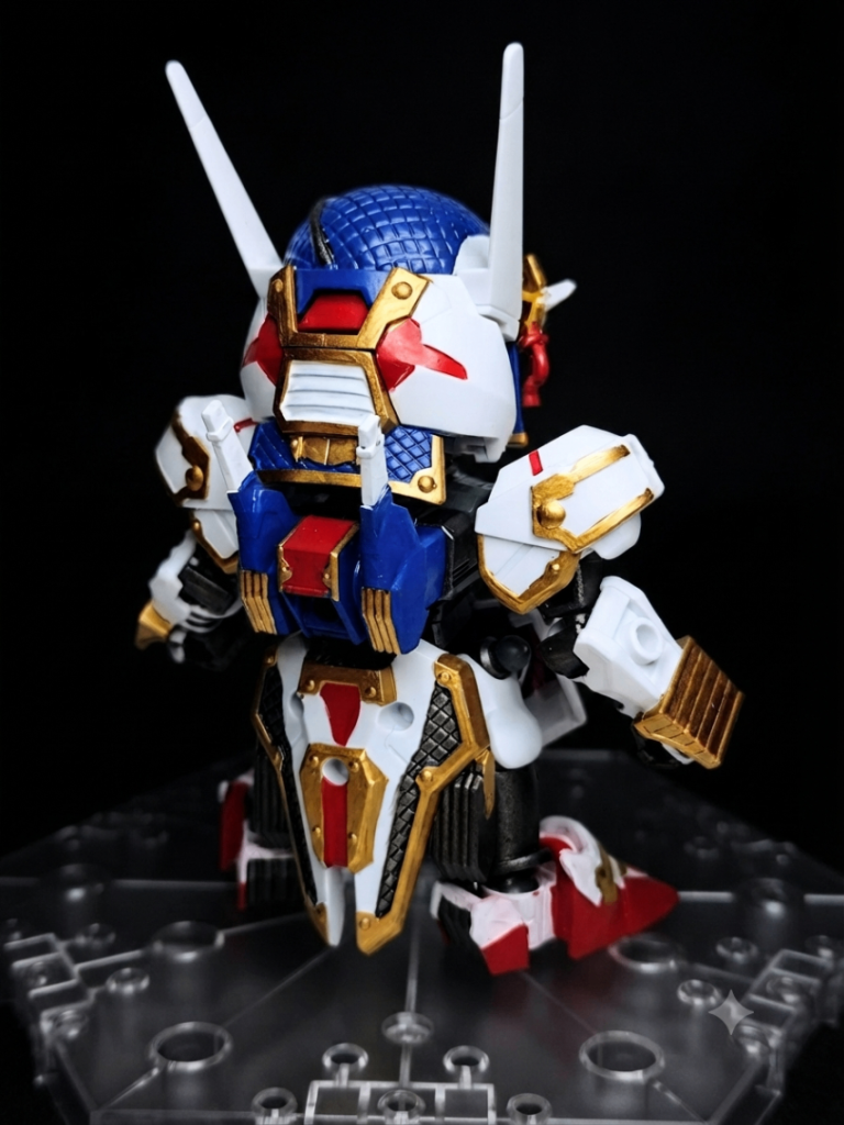 ビットオフフォームこちらはオリジナルのエアリアルを参考にそれとなく塗り分けてます。SDガンダムのバックパックとリアスカートの塗装の難易度は異常だと思います。