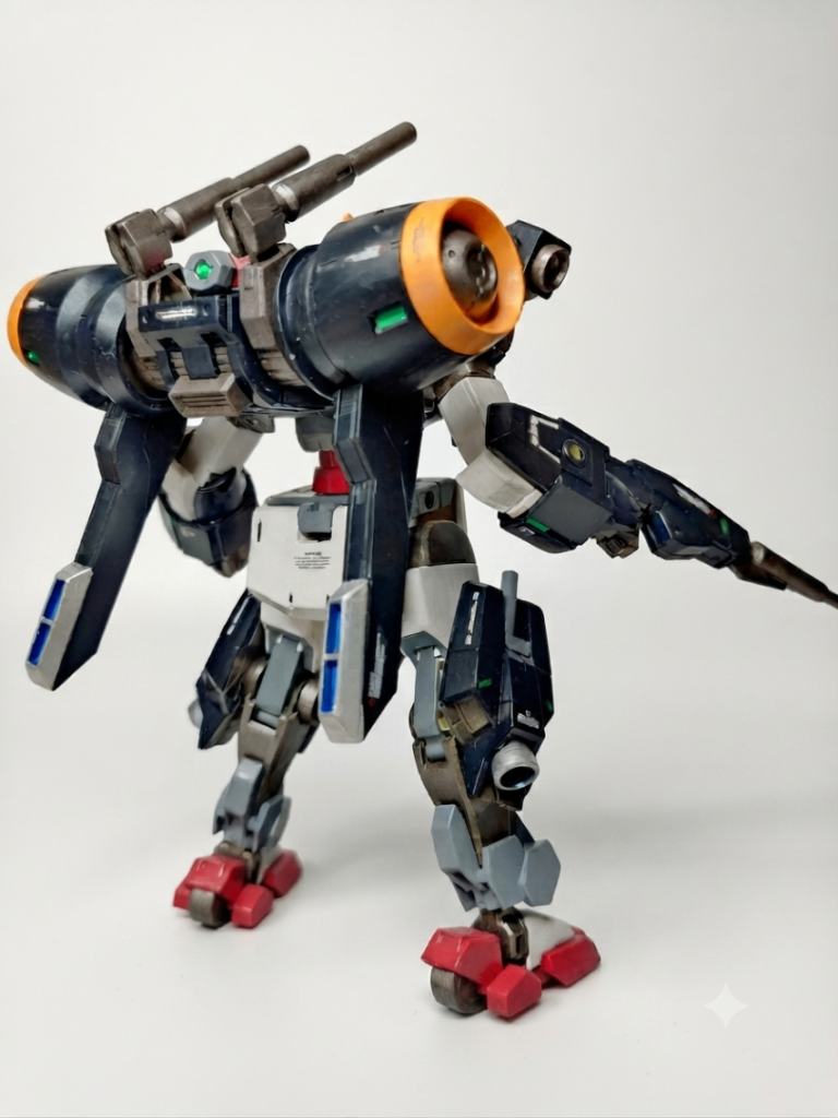 背面（バオリパックあり）スラスター内部はメタリックブルー、外部はシルバーで仕上げるのがマイブーム。しかしバオリパックのあれ、どう見ても某宇宙戦争のアイツにしか見えないんだよな…