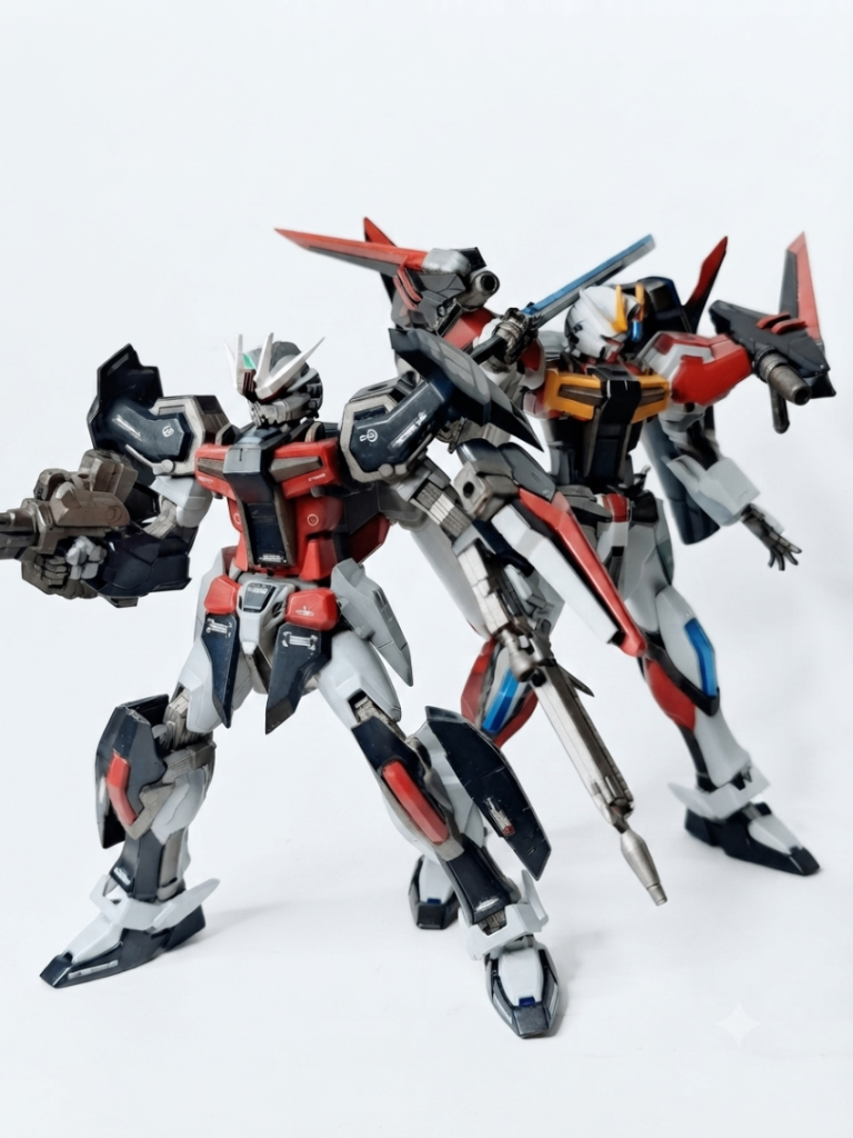 1号機（ブシドー）✖2号機（フルアーマー）これがやりたい一心で製作を進めました。カラーリング的に結構似てしまいましたが、大満足の出来栄えです。《1号機はコチラ》https://gumpla.jp/eg/2132696