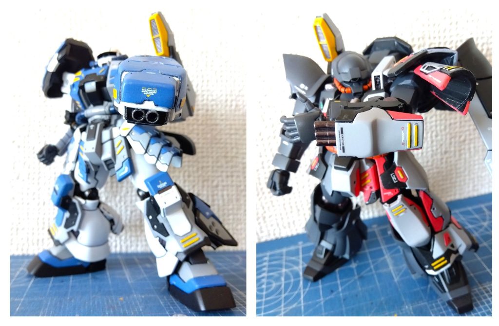 アピールショットザクのインパクトナックルは、先端に二門のキャノンを内蔵。射撃武器としての性能は低いが、殴った際に同時に発射することで敵機へのダメージを高めるイフリートは左肩に二連装バルカンと左腕の小手に三連装ハンドキャノン。どちらも強襲時の牽制用で威力は低め