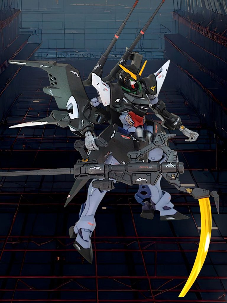 ということでハンブラビ・デスサイズです！GQハンブラビはとにかくスタイリッシュ。ガンダムヘッド乗せたら似合いそうと思っていました