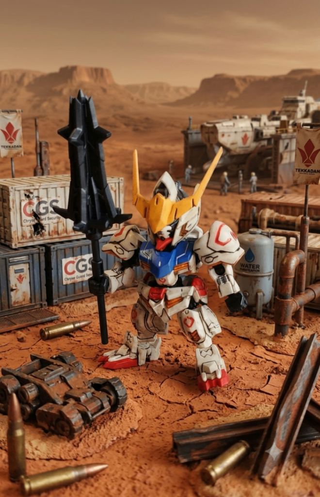 火星のバルバトス。謎の弾丸が転がっています。凶悪な大砲でもあるのでしょう。