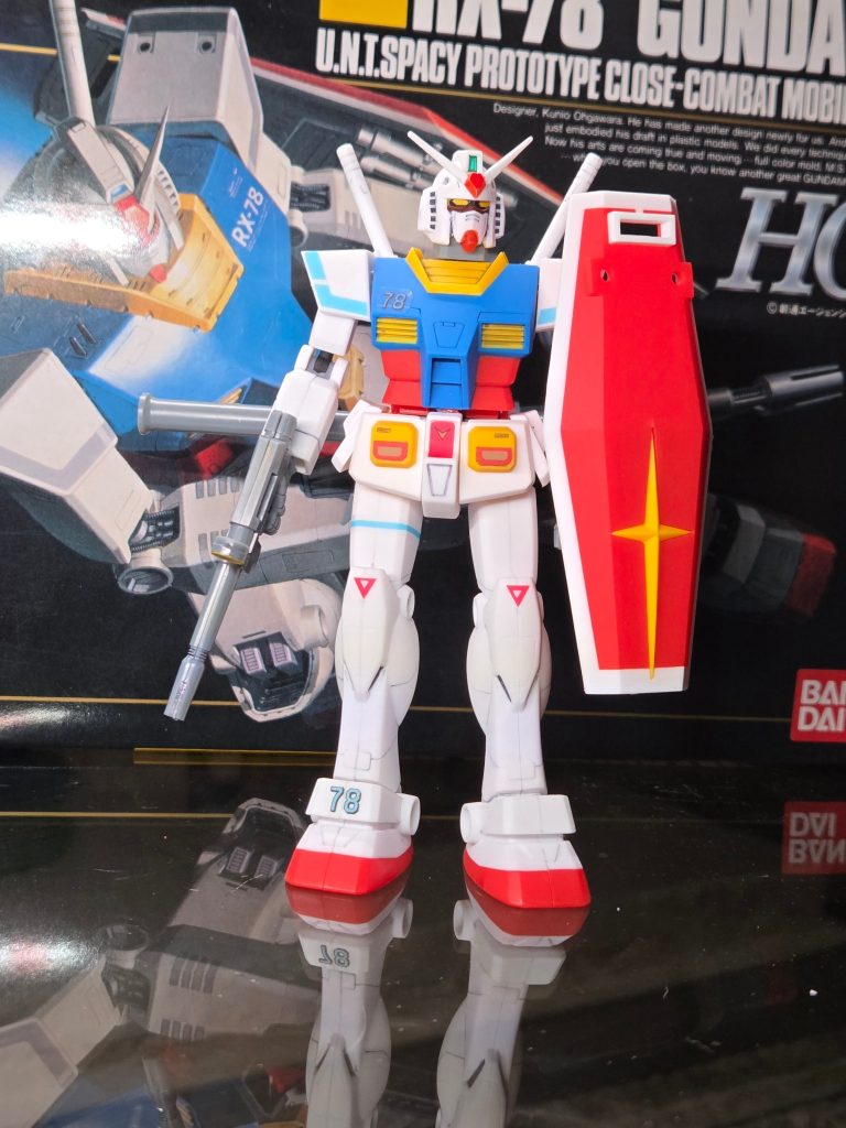 Finished result. It is an awkward looking gundam, but also a cool piece of history and helps complete my collection.