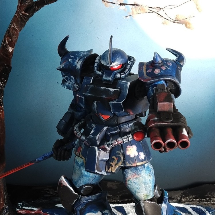 「月下蒼鬼」　グフカスタム浮世絵風