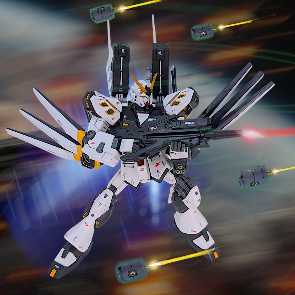 もうここまで行くと、量産型っぽくないですね(gundam-kao5)Wファンネル型はやりすぎ感もあり、サムネ絵には採用はしませんでしたが、このボリューム感は嫌いじゃないです