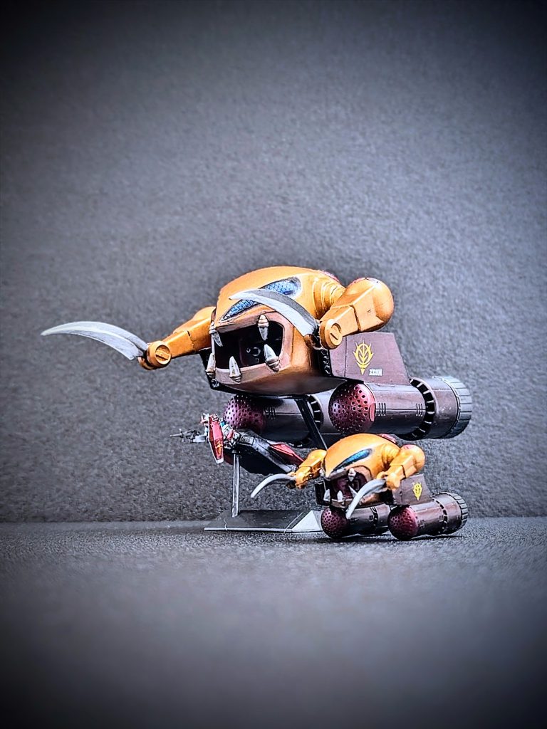 1/550のザクレロも含めたキット内一式で。正直小学生だったリアタイ当時はあまり気にしていなかったキットなのですが、ものすごくデザインを捉えてまとめられたキットでした(zaku-kao6)