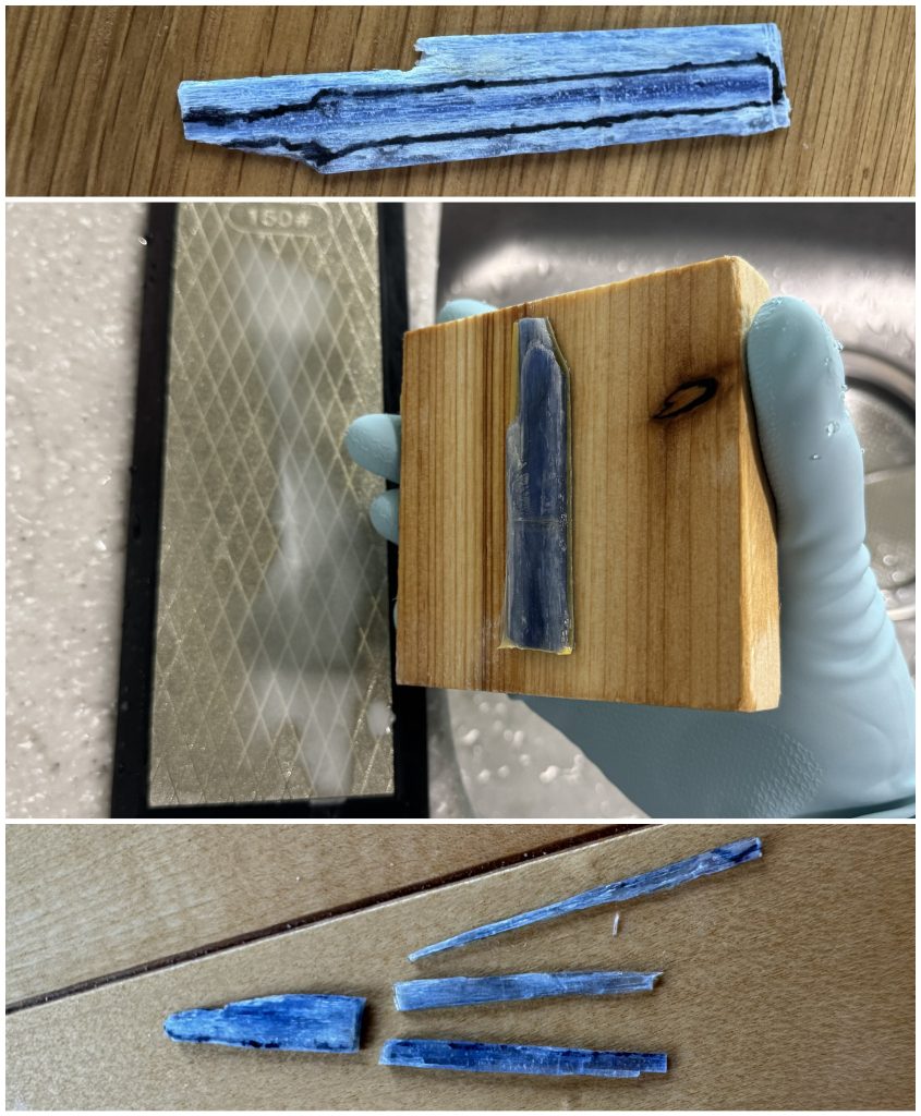 、、、が、作成途中に 穴をあけたり削っていったら 見事に バラバラになりました！なので 普通通り プラ板と 真鍮線、そして ガンプラとの接続用に ネオジム磁石を使い 作っていくことにしました。&nbsp;、、、ただ 諦めきれずに 剣の芯に 砕けた謎鉱石を 一部活用しました。&nbsp;これで 私の中で なんちゃって『魔剣』の体裁 は 一応保たれました(^▽^;)&nbsp;