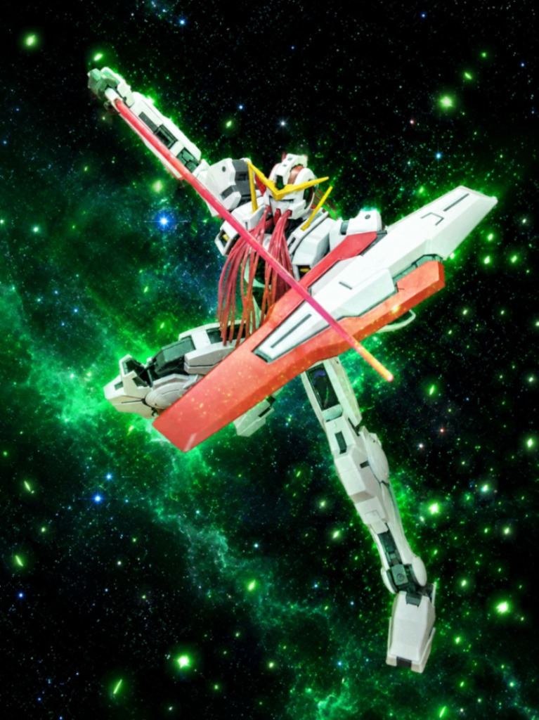 五つ目は、MGガンダムナドレですGN粒子が溢れ出ている感じにしてもらいました&nbsp;ナドレはエアリアルやジークアクス等の令和ガンダムに通ずるスタイリッシュさがあって好きですね