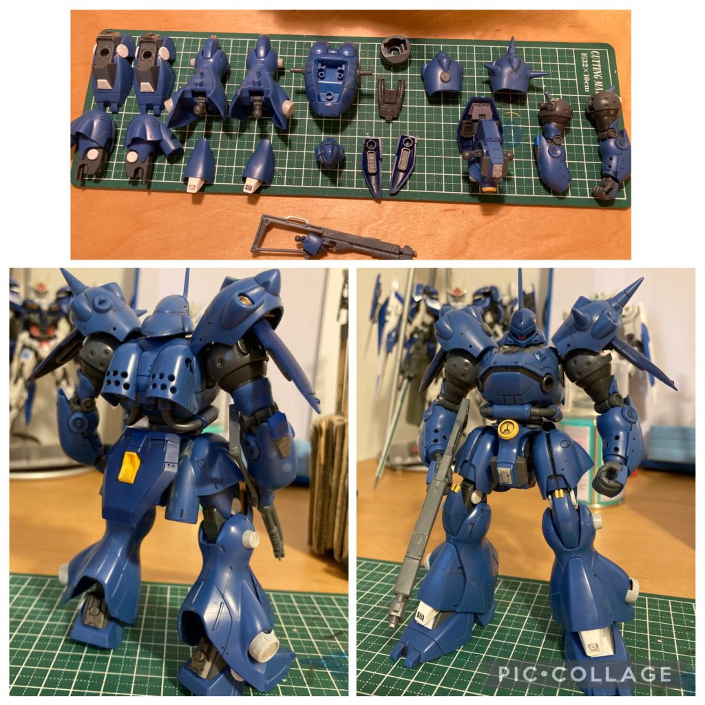 コトブキヤ、ホビージャパン、バンダイなどのディテールアップパーツを随所に。塗装前の写真です。実はこの時点ではスタビライザー案は無かったのですが、バラして洗面台で洗ったら脇腹の動力パイプのパーツ紛失😭💦さらに背部とバズーカを繋げるパーツも異空間に召喚され‥。いくら探しても見つからないので諦めていたらスタビライザー構想案が舞い降り、なんとか完成に至りました💦ミキシング度が上がり「怪我の功名」に😆