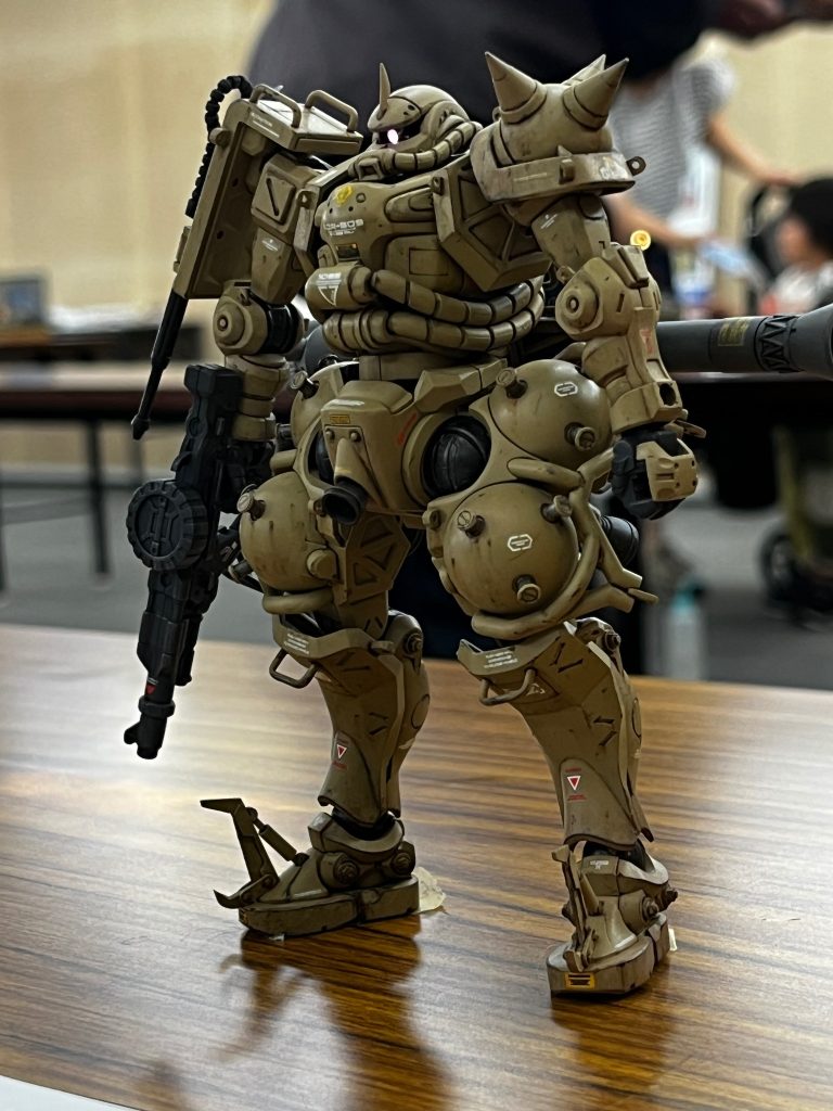 Ｘでずっと憧れていた「サニーワークス」さんの作品群。ご本人とお会いできました！ガンプラの方向性に共感しておりました。この上陸シーンのジオラマとGQザクの現物を観る事ができて良かったです！