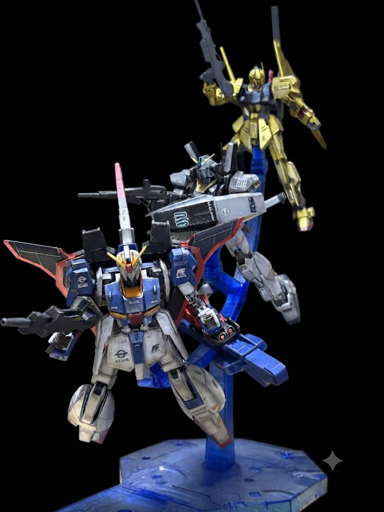 グリプス戦役3体セット✨撮影ブース入り切らないので背景を黒にしてます。3台並ぶと圧巻ですね❗️