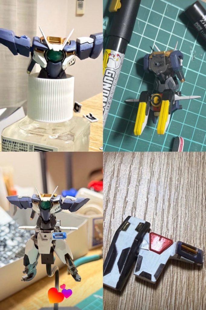 その後ボリュームを足すためにエールストライクのバッテリーを切り刻み接着。フロントスカートもエクシアを切り刻んだり、プラ板を使いましたが、こちらは今も納得いってません。。。