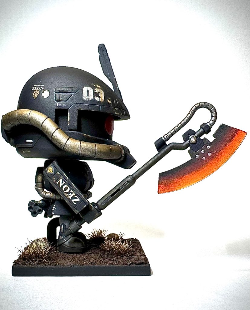 1/100のZakuからいくつかのデカールを使用し、ステンシルを使用して、3つの星などの他のディテールを作成しました。I used some decals from the 1/100 Zaku and used some stencils to produce other details such as the three stars&nbsp;