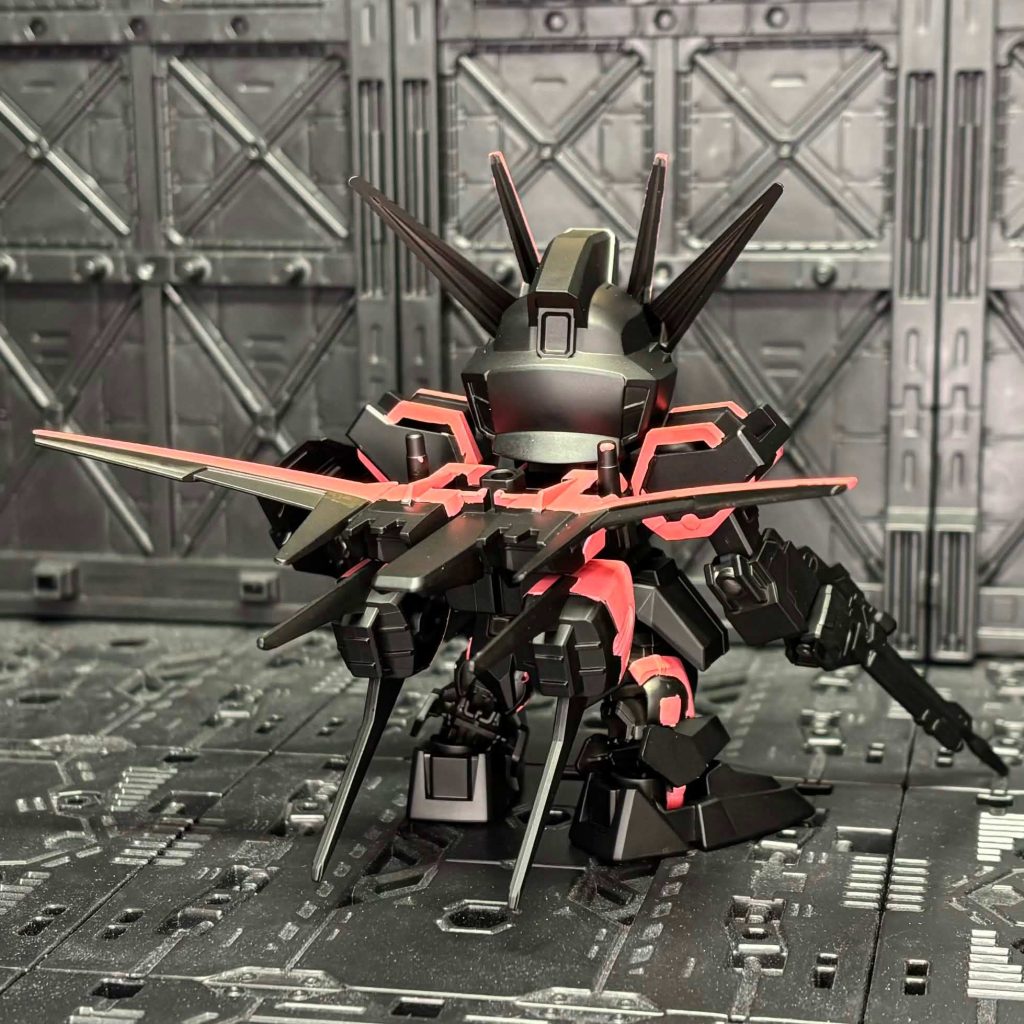 前回のを塗装するついでにサーフェイサーエヴォブラックで全パーツ塗装してちまちまピンク部分を水性マーカーで塗り分けしてました