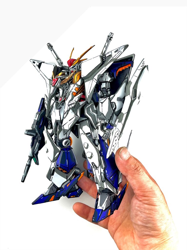 フレーム　ガイア:メカサフヘヴィ白　ガイア:スチールホワイト青　ガイア:ダークブルーイッシュパープル赤　フィニッシャーズ:シルクレッド黄　ガイア:マンダリンイエローオレンジ　ガイア:マンダリンオレンジアクリルマーカーペンフラットクリヤー