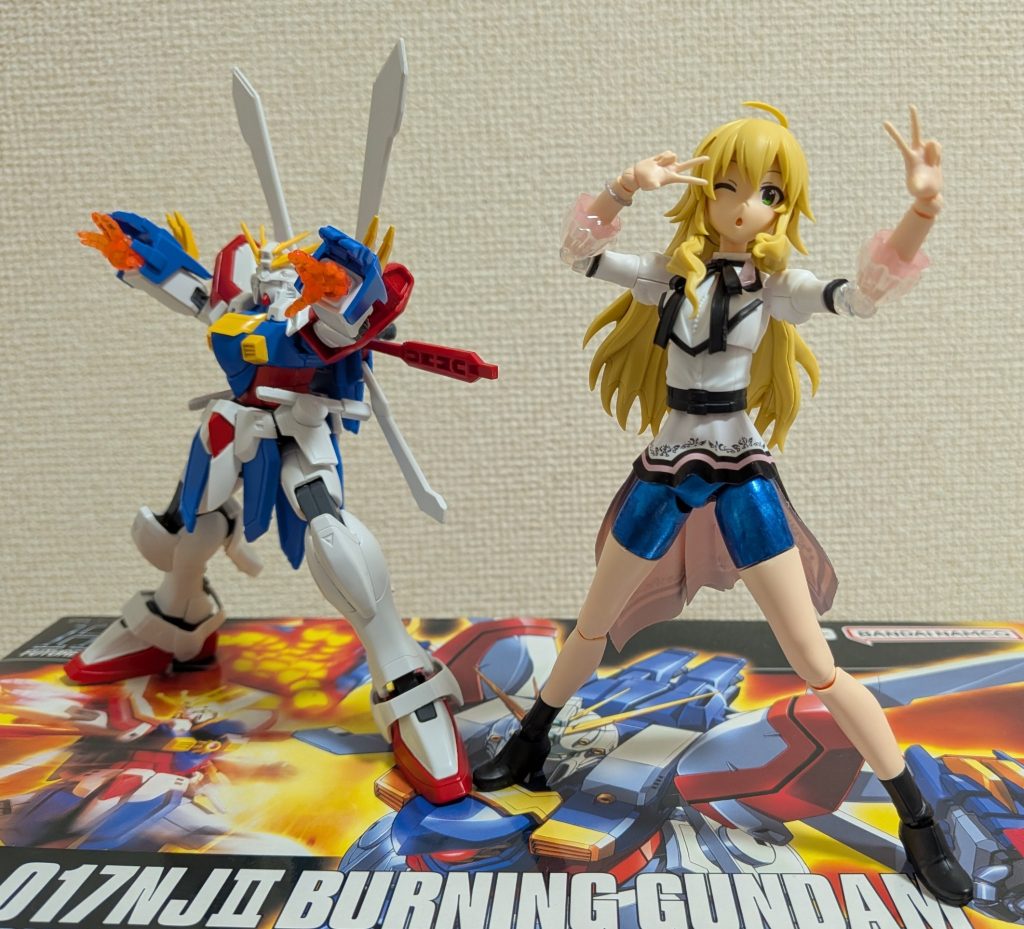 3番目はGガンダム＆星井美希です。美希は「メタリックブルースパッツ」にしてます♪♪なお、ガンプラ3体共、未塗装＆シール無（角のみシャープ化）で組んでますｗｗ