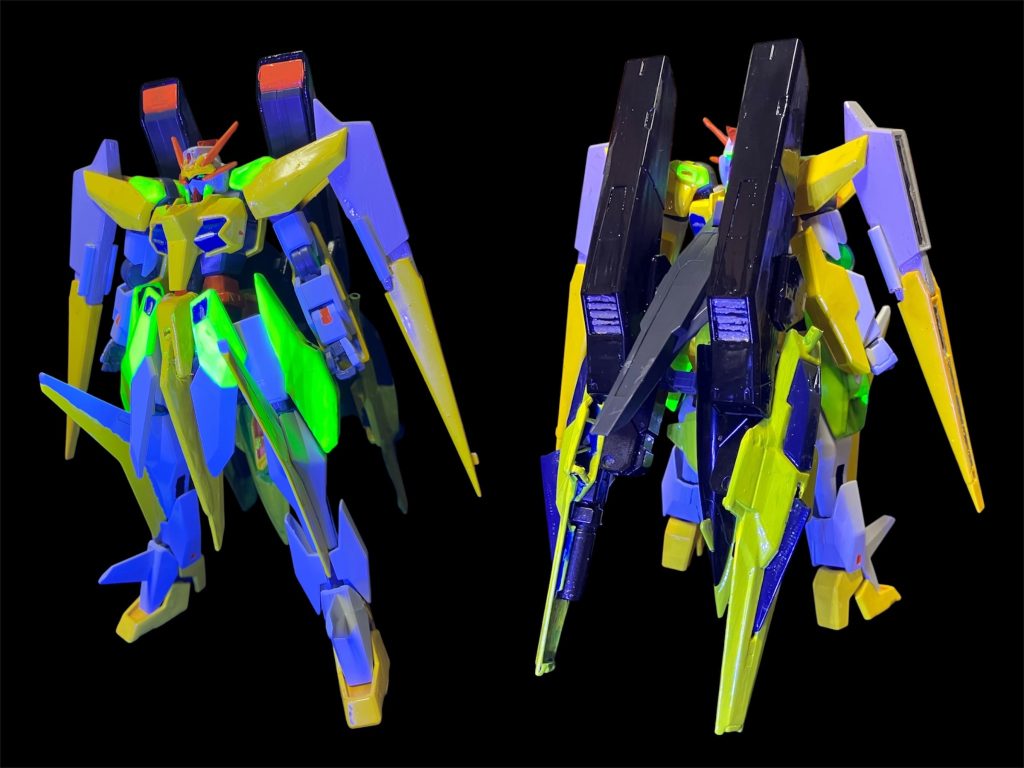 アリオスガンダム ハンサ。カラーリングはバンダイ発表の大空スバルさんカラー ウイングゼロカスタムを参考にしてます。やはり、モチーフのアヒルに合わせて鳥を模したいという自認にあわせてみました。