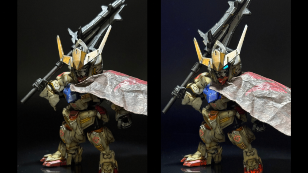 メイス担いで威圧❗️ビコーンするとさらにカッコよさマシマシ(zaku-kao2)