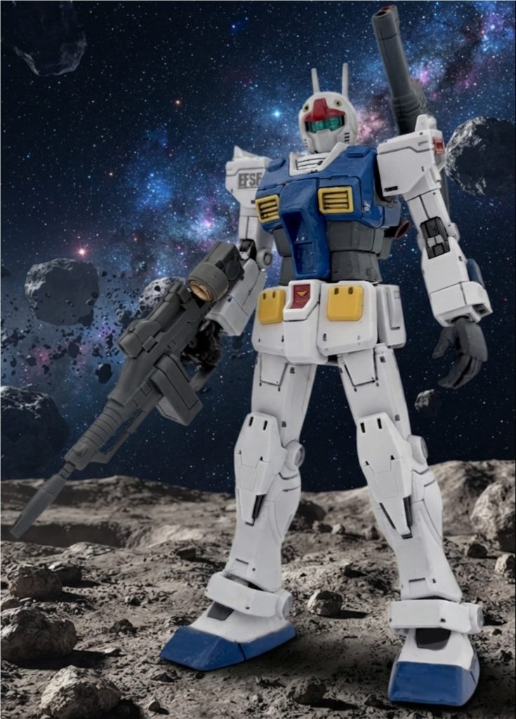 宇宙をバックに(gandam-hand2)