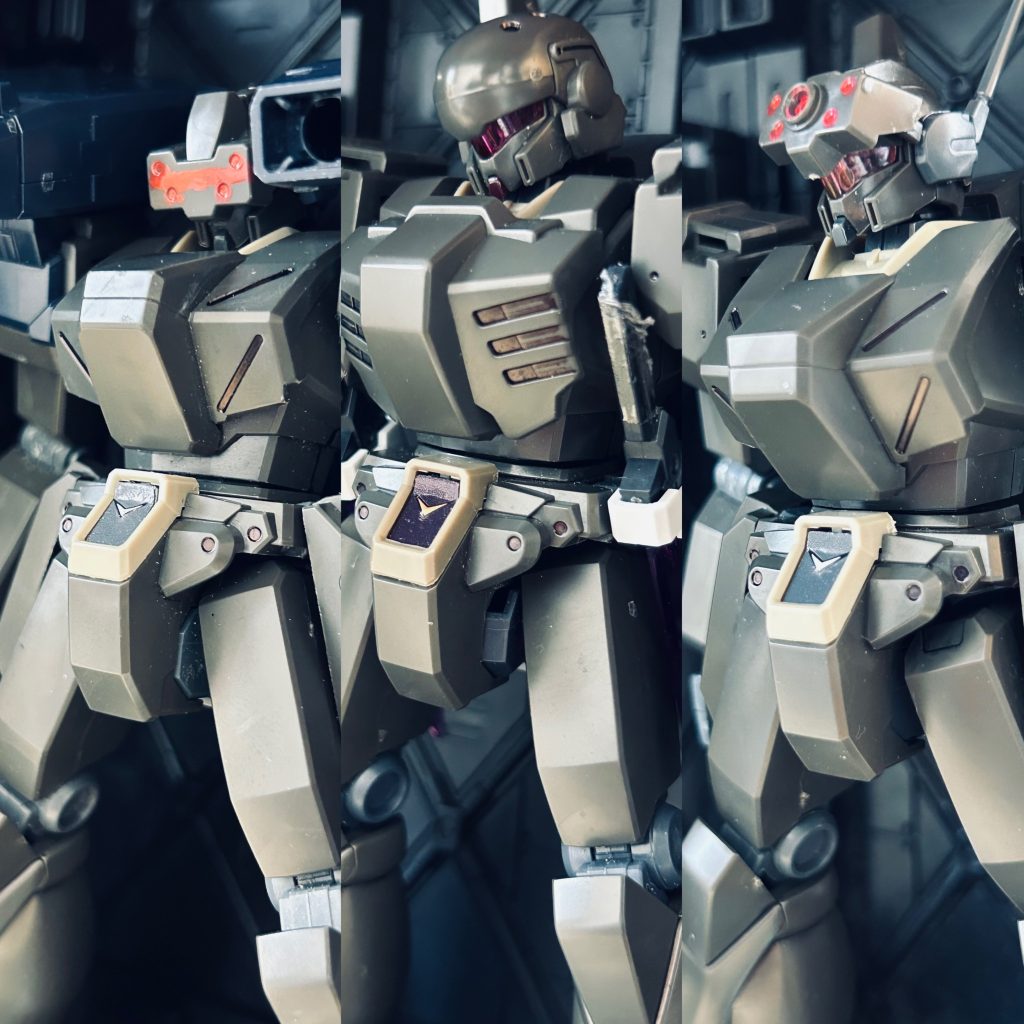 「左からジェガン・スナイパーカスタム、インターセプトカスタム、ガードカスタムだ。一年戦争のジムのエースパイロット向けバリエーションの再現さ」「パイロットは？」「スナイパーにはドリスが乗ると聞いた。あとはあんたに任せるって艦長がな」　また面倒な仕事を増やしてくれたと、グレッドは艦長を恨んだ。「そうだな……アディス中尉はインファイト向きのスタイルだからガード、ルクレ少尉は機体の制御が良いしインターセプトといこうか」「了解だ、隊長」　ホンマはわざとらしく敬礼してみせた。「あ、そうだ。あんたにも来ているぞ」「スターライトに？」「あれさ」