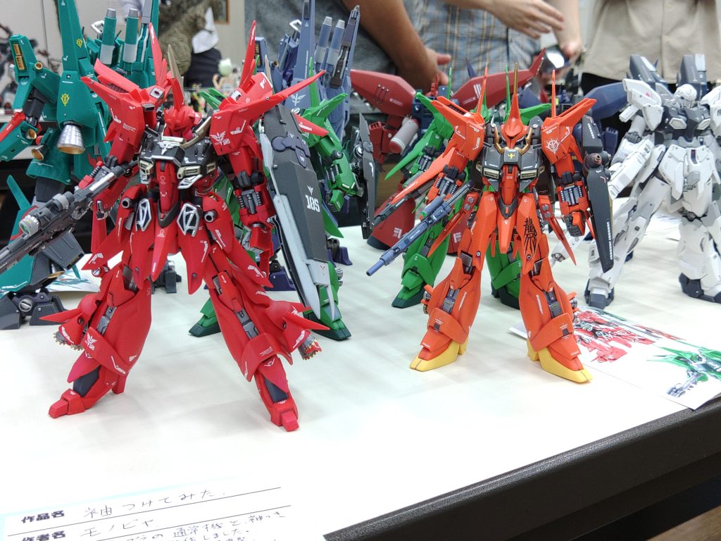 作品名：さいたま展示会レポート1/3自分編<p>プラモの展示会初めてだったので展示テーマを『袖つけてみた』として、袖つきに対応しているMSを袖つきと袖無しを並べることに絞って展示してきました。 完成したら基本すぐに箱行きなので並べて展示できたのは嬉しかったです。 出展 [&hellip;]</p>
