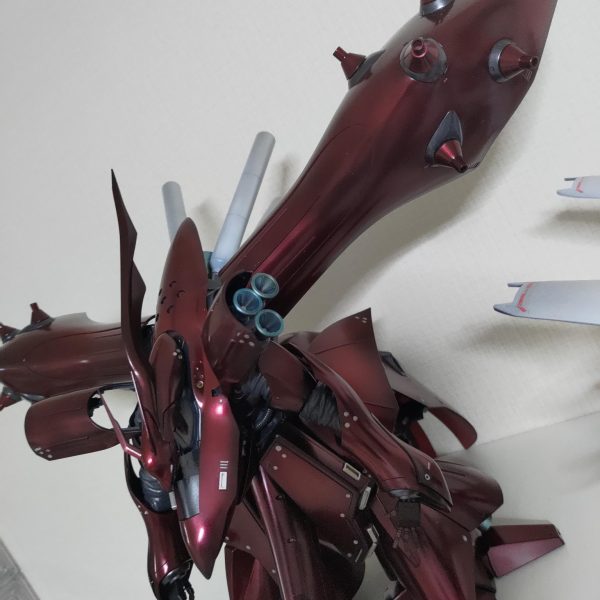 昨年にメルカリでhgナイチンゲールを購入したらre100ナイチンゲールが届いたので、そのまま製作しています。仕事が忙しいすぎて全然塗装ができませんあと少しなんですが、完成まで半年はかかるかなと思われます。なので先に備忘録として本体赤ガイア黒サフ→クレオスルビーレッド→クレオスクリアーレッドフレームガイア黒サフ→クレオスgxメタルブラックバーニア(塗装中)ガイア黒サフ→クレオススーパーシルバー→クレオスクリアーブルー→クレオスクリアーイエロー腕メカサフスーパーヘヴィ武器未定デカールは1/100逆襲のシャア23を使用予定ラッキーな事にモノアイのLED付きでした。8/30 モチベーションがあがらないためデカール貼りに移行します。バーニアノズル1個紛失のため、壽屋バーニアノズル購入UME-STARディテールアップエッジングモールド41右手無いためオデュッセウスガンダムより余剰パーツを流用デカールはMG逆襲のシャア23とハイキューパーツのコーションデカールホワイト3を使用予定(3枚目)