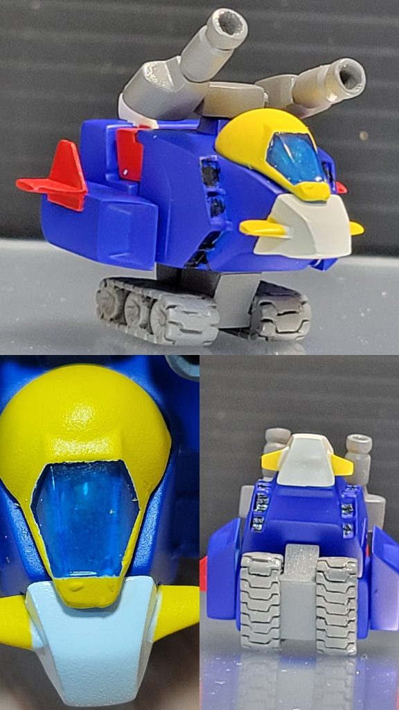 これも、コクピットをクリア化、パイロットを乗せています。ガンタンクよりは少なかったものの履帯のスジボリは大変でした😸