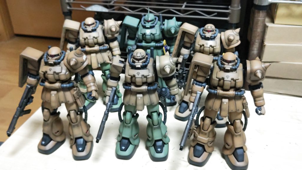 作品名：本日の成果<p>キンバライト鉱山ザクチャレンジ6 ついにザクが揃いました（MGドムトローペン発売はないのですか？）</p>
