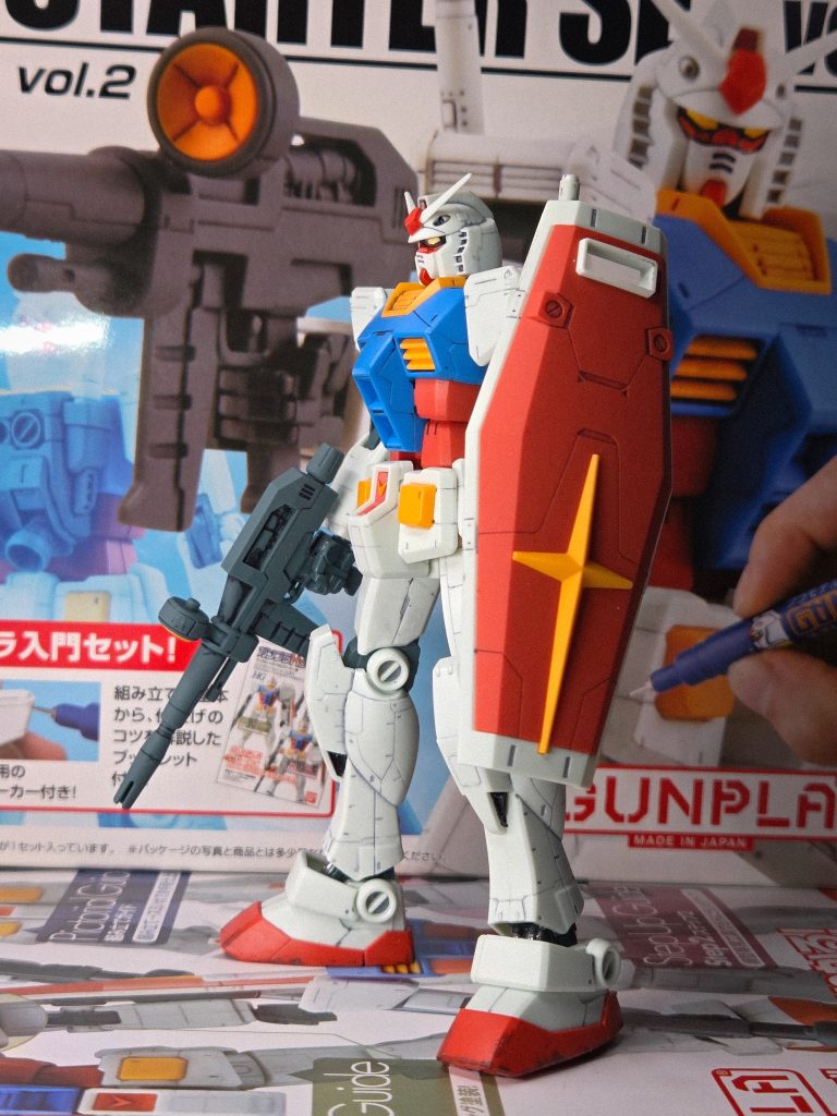 Finished result, matte top coat on shield and gun. Semi gloss on rx-78 &nbsp;&nbsp;