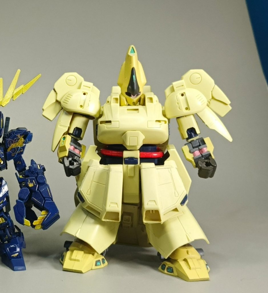 The shortening process also includes the waist armor that is cut and in unison.