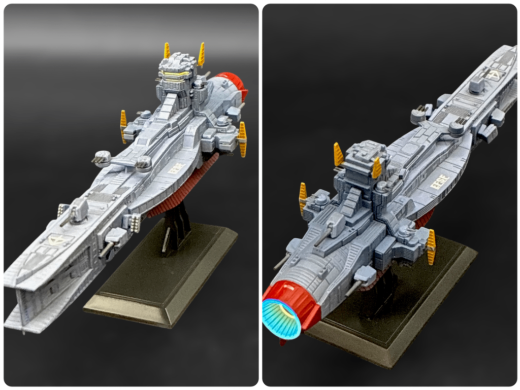 2カットだけ登場の1/1700サラミスです。一通り撮影して見直すと、ビグザムの明確なやられ役がいなくて恐ろしさが伝わらない感じだったので急造しました。マゼランとセットのキット(1/1700ジムとボールも…😅)ですが、サラミス以外手付かずなので、こちらは一通り完成後に改めて投稿します。以上、長文にお付き合いいただき、ありがとうございました🙇次は光る宇宙と言いたいところですが、味変しないと飽きるので、しばし脱線の予定です😅