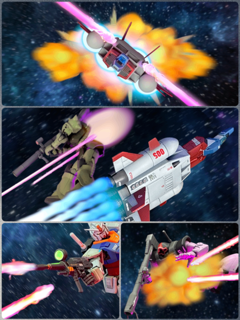 スレッガー：おーやだやだ見てられないじゃないの、ガンダムちゃんしっかり面倒見てよアムロ：ビームバリアがあるなら直接攻撃をかけようというのか