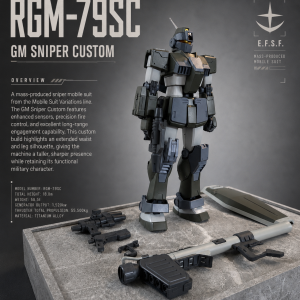 MGガンスナイパーカスタムを制作中。肩と脛をジャンクパーツでポン付け。腰と脚部を延長工作し、塗装まで完了しています。（4枚目）