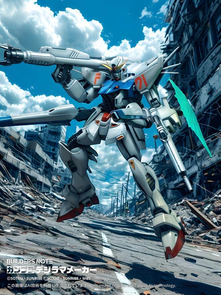 デジラマメーカーで生成（プラモ感が(gundam-kao9)）もはやイラストですね。