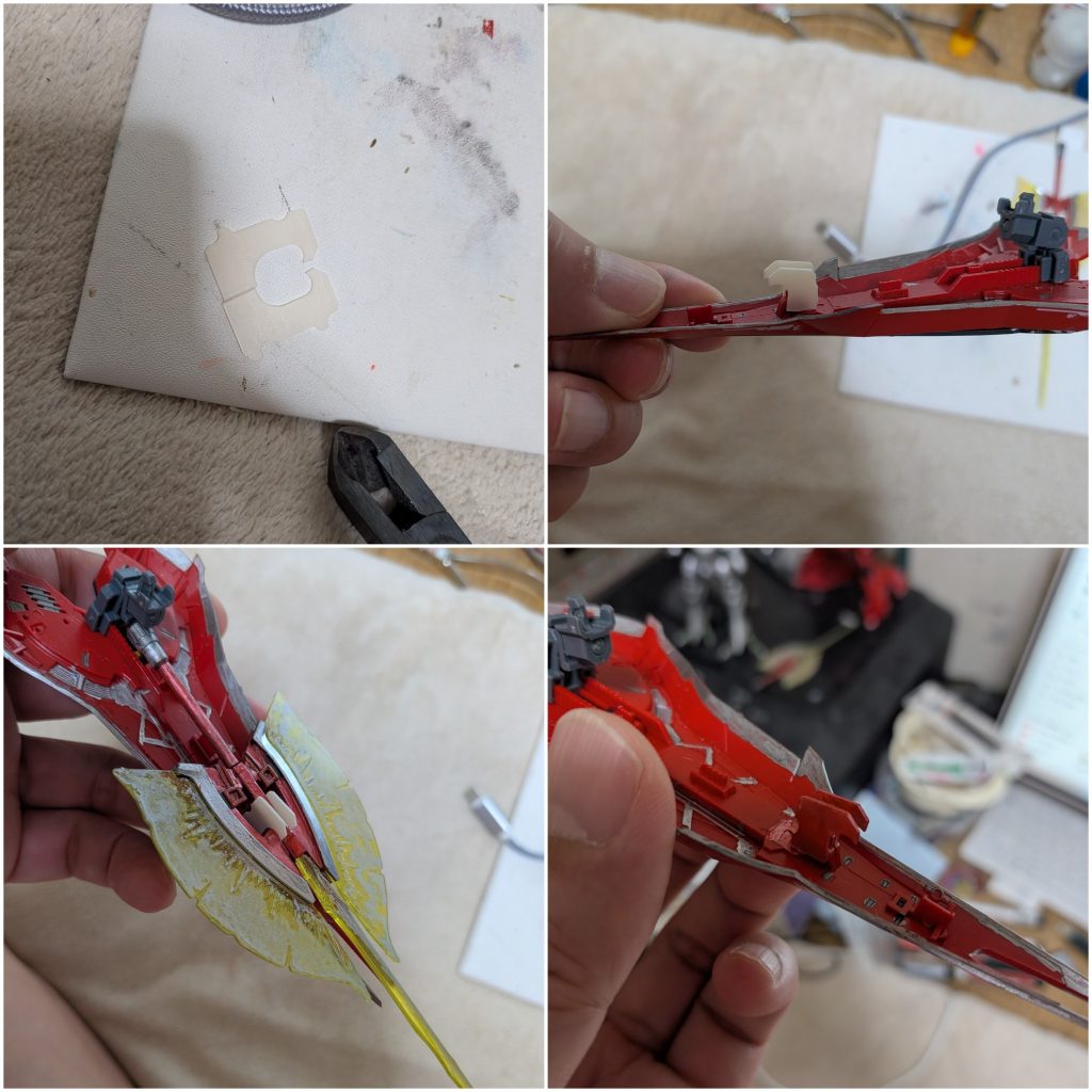 パンの袋を留めるアレを加工して…シールド裏側に接着…イケるイケる!!(⁠✯⁠ᴗ⁠✯⁠)