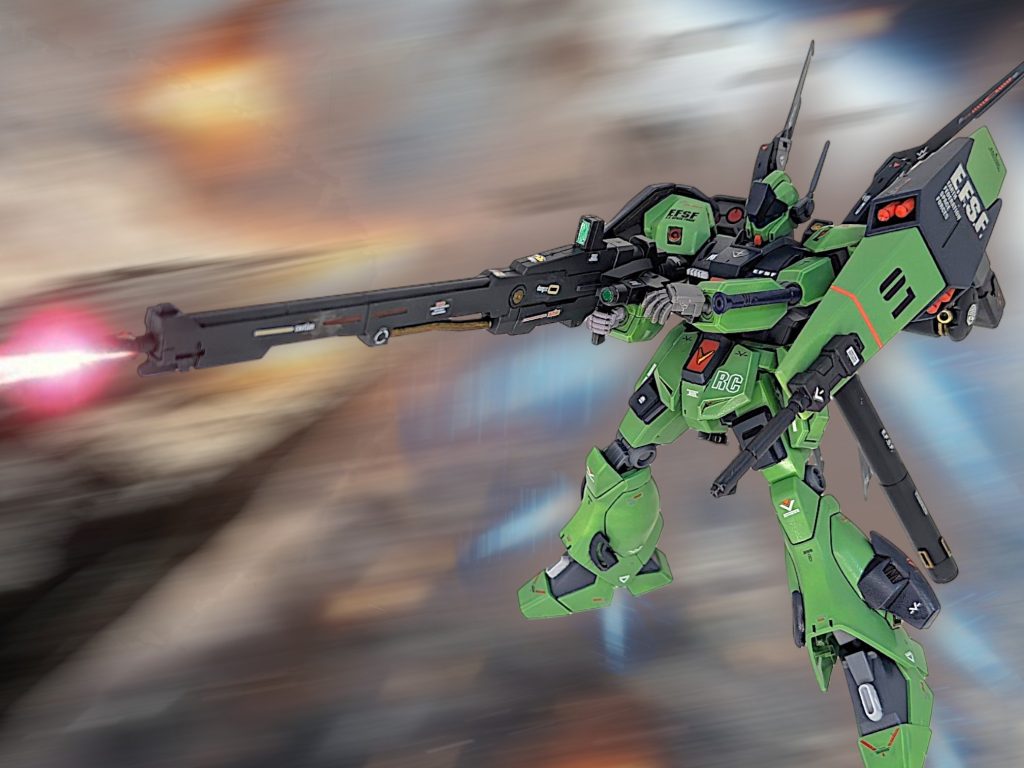 ジェガンなのにハイメガランチャーを装備する、ロマン仕様(iori_sei)ランチャーはライトニングガンダムのライフルがそれっぽいデザインだったので採用
