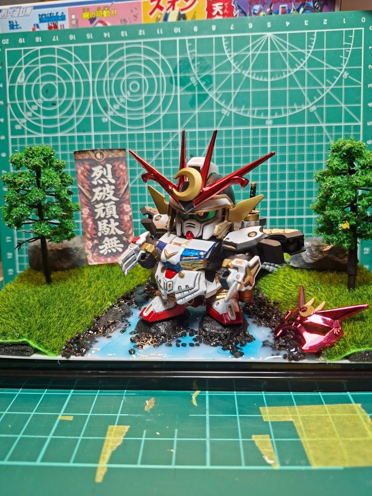 今回も飾るように仕上げました。早く全作品を並べたい(gundam-kao9)コツコツ頑張るしかないですね