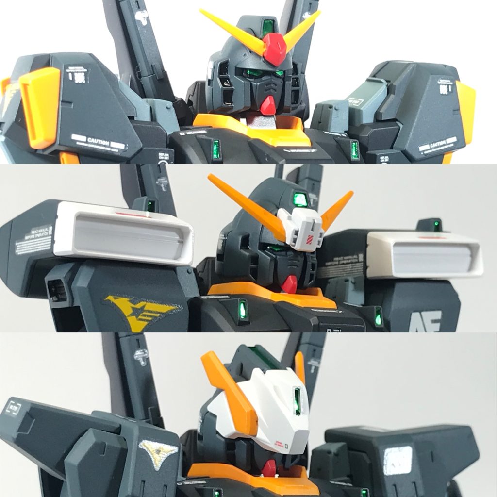 特徴を出すため各機ヘッドパーツを変えてみました。1号機はノーマルのマークⅡ、2号機はヘイズル2号機、3号機はアドバンスド ヘイズルを流用してみました。