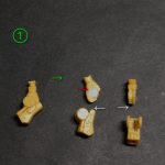 リックディアス腕部の加工になります。①の画像で左側の元キットの状態から白色の矢印[…]
