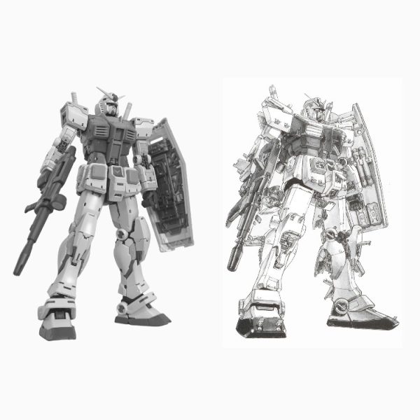 RG ガンダム Ver.2.0で HG ガンダムのイラストを再現してみた