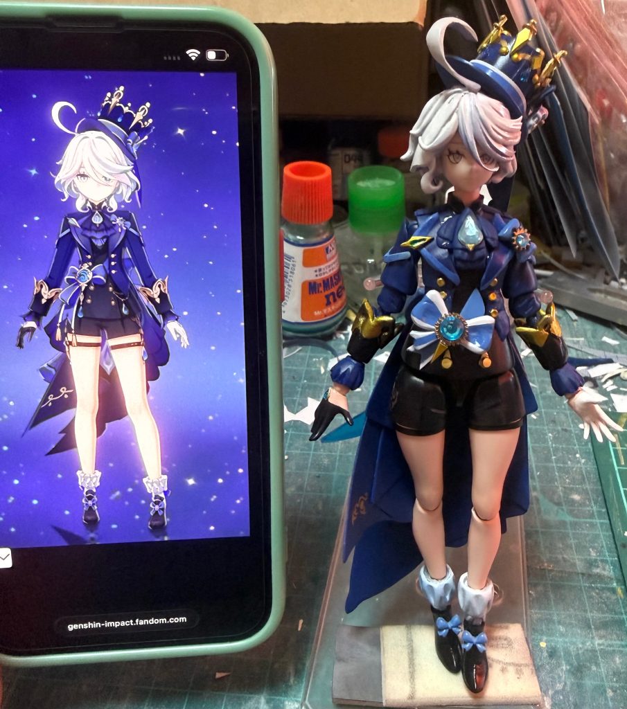 ゲーム内3Dモデルとの比較ミオリネさんの方がスタイルが良かったので本物より頭身が上がりました(gandam2)