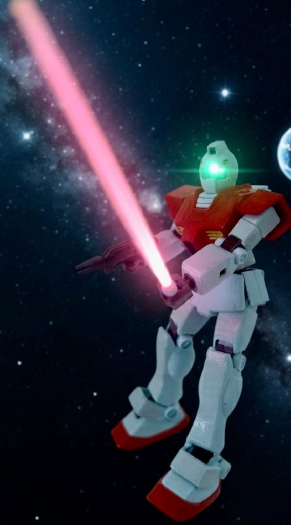 めぐりあい宇宙でリックドムをビームサーベルで撃破した時のシーンを再現(zaku-kao2)