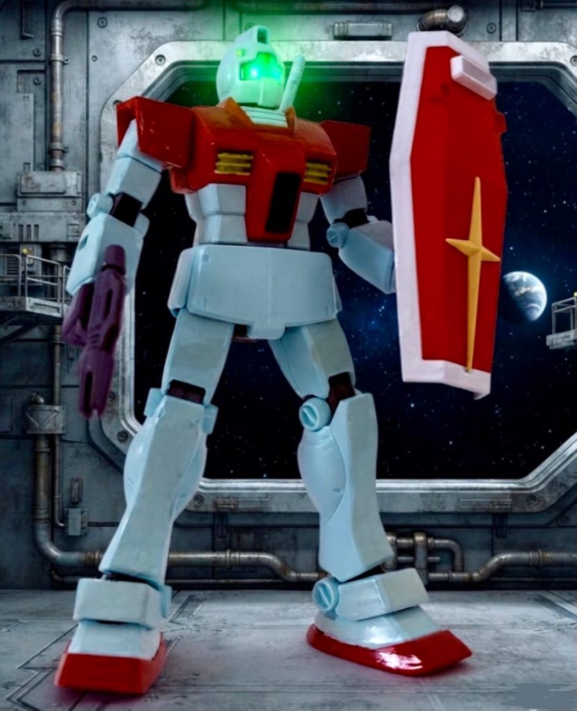 ラストは旧キットのパケ絵風ショットで〆。子供の頃の課題をクリアできて良かったー(gundam-kao7)シンプルながらも色々と改造できるHGUC版GMは優秀だね(gundam-kao6)