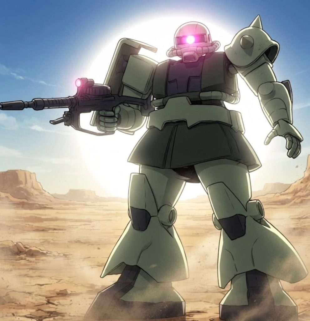 ラストはアニメ風で〆。アニメ風だともっと違和感がないな(zaku-kao2)