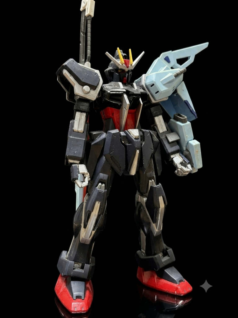 続きまして、同じく1／100ソードストライクガンダムです。なぜか分かりませんがティターンズカラーですね。本当に何でこの色にしたのか当時の僕に問い詰めたいですねw